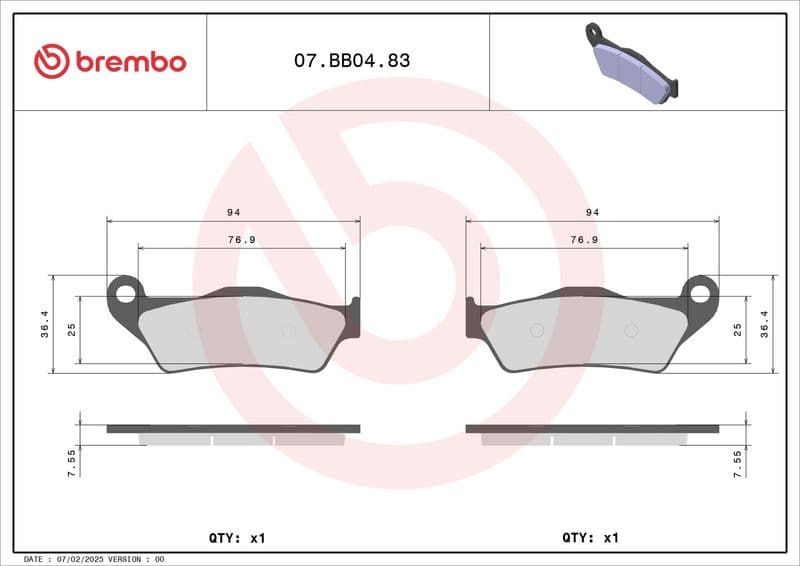 Brake pads Voor, beoogd gebruik: oe gelijkwaardig, materiaal: sinter-83, 36,3/36,5x94x7,6mm past: ALFER AR, NO LIMIT, VR  APRILIA MX, PEGASO, RST, RX, SX  ATK 125, 250, 260, 406 50-1300 1992-2013