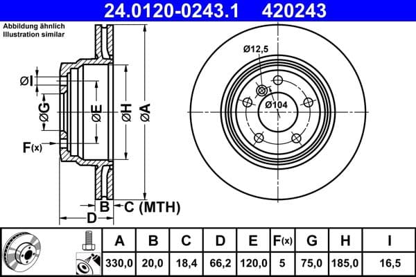 Brake disc Achter Links/Rechts past: BMW 3 (F30, F80), 3 (F31), 3 GRAN TURISMO (F34), 4 (F32, F82), 4 (F33, F83), 4 GRAN COUPE (F36) 2.0D-3.0H 11.11-