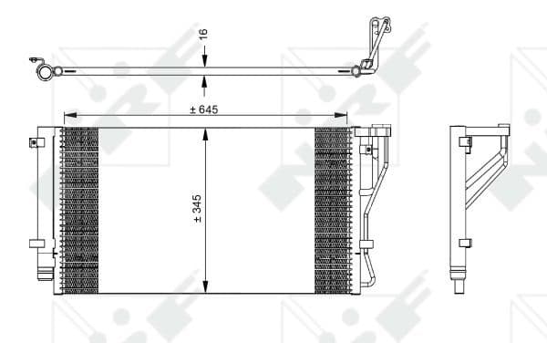 A/C condensator (met droger) past: KIA CARENS III 1.6/2.0 09.06-06.13
