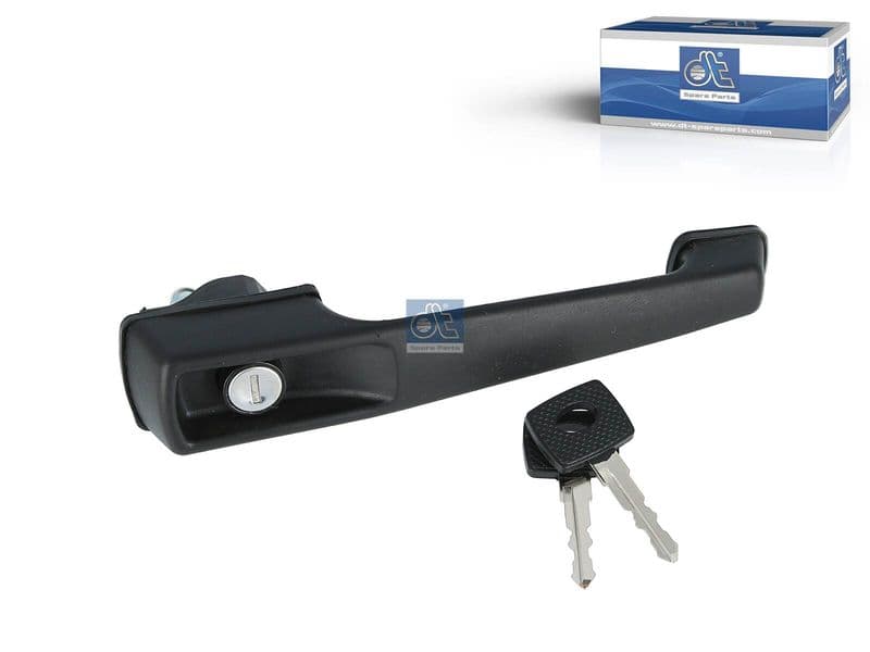 Door handle Voor (met de sleutel, met slotgat, met slot, zwart) past: MERCEDES G (W460), G (W461), G (W463), T1 (601), T1 (601, 611), T1 (602), T1 (B601), T1 (B602), T1/TN, T2/LN1 10.5D-9.6D 01.73-