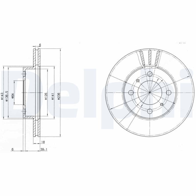 Remschijf set (2 stuks) Voor Links/Rechts past: KIA SEPHIA II  MITSUBISHI CARISMA, COLT IV, COLT V, LANCER V, LANCER VI, MIRAGE IV, MIRAGE V 1.3-2.0D 12.91-