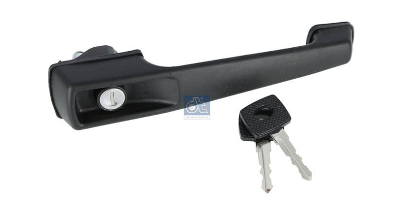 Door handle Voor (met de sleutel, met slotgat, met slot, zwart) past: MERCEDES G (W460), G (W461), G (W463), T1 (601), T1 (601, 611), T1 (602), T1 (B601), T1 (B602), T1/TN, T2/LN1 10.5D-9.6D 01.73-