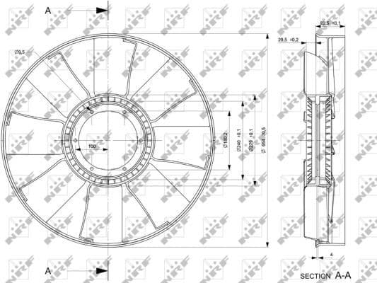 Radiator plezier (diameter 655mm, aantal bladen 8) past: IVECO EUROCARGO I-III 8060.45.4100TCA-F4AE3681E 01.91-09.15