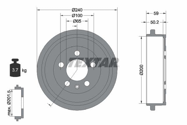Brake drum Achter past: AUDI A2  SEAT CORDOBA, IBIZA III, IBIZA IV, IBIZA IV SC, IBIZA IV ST  SKODA FABIA I, FABIA I PRAKTIK, FABIA II, FABIA II PRAKTIK, FABIA III 1.0-1.9D 08.99-