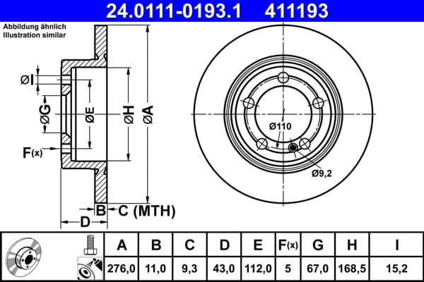 Brake disc Achter Links/Rechts past: MERCEDES A (V177), A (W177), B SPORTS TOURER (W247), CLA (C118) 1.3-2.0D 03.18-