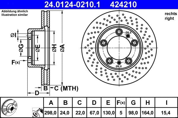 Brake disc Voor Rechts past: PORSCHE BOXSTER, CAYMAN 2.7 11.04-12.09