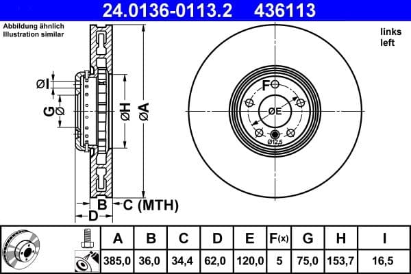 Tweedelige remschijf Voor Links past: BMW X5 (E70), X5 (F15, F85), X6 (E71, E72), X6 (F16, F86) 3.0D/4.4/4.4H 10.07-07.19