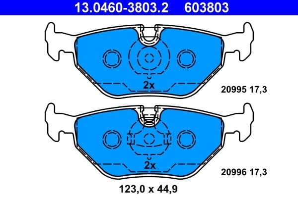 Remblokken set Achter , past: BMW 3 (E30), 3 (E36), 5 (E34), 7 (E32), Z1, Z3 (E36) 1.6-5.0 03.85-06.03