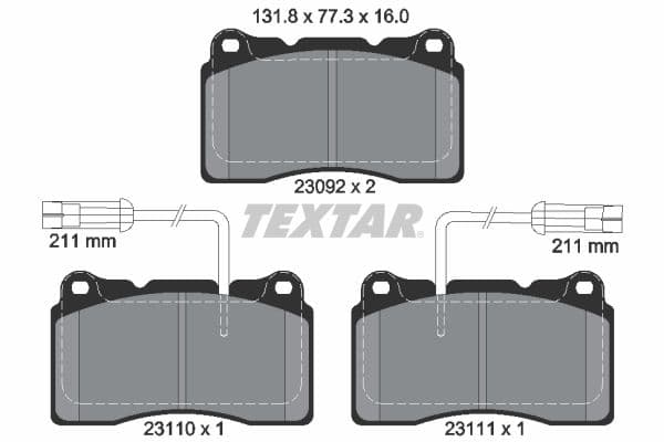 Remblokken set Voor , past: VOLVO S60 I, V70 II  ALFA ROMEO 156, 159, 166, BRERA, GIULIETTA, SPIDER  CADILLAC ATS  CHEVROLET CORVETTE  CHRYSLER 300C  DODGE CHALLENGER, CHARGER 1.6D-Electric 10.94-