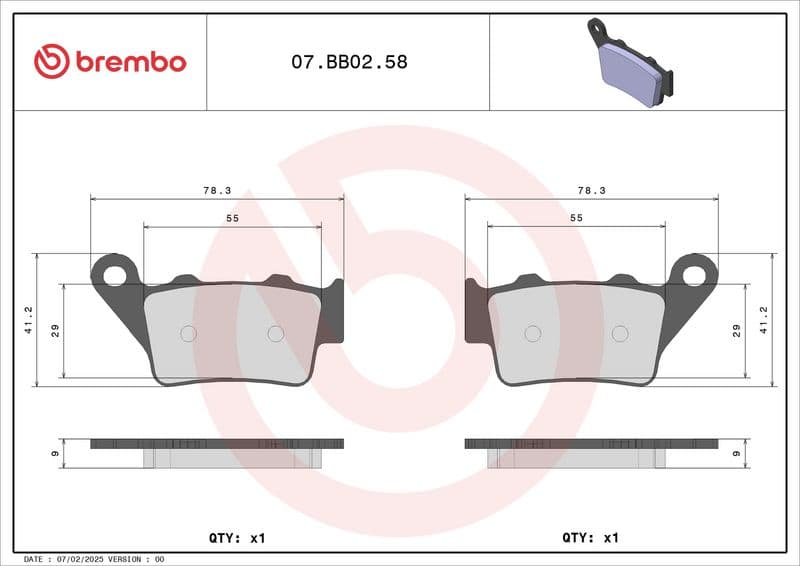 Brake pads Achter, beoogd gebruik: oe gelijkwaardig, materiaal: sinter-58, 41,2x77,9x9mm past: ALFER NO LIMIT, VR  APRILIA PEGASO, SL, SMV  ATK 125, 250, 260, 406, CROSS 50-1000 1976-2013