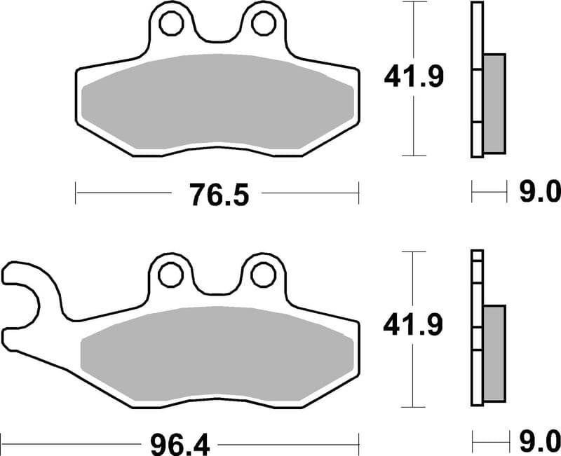 Brake pads Achter/Voor, beoogd gebruik: scooters, materiaal: keramisch / koolstof-CC, 41,9x76,7x9mm past: APRILIA SPORTCITY, SR, SRV  BETA ALP, ALP 4T, RR, URBAN  DERBI BOULEVARD 50-1700 1976-2016