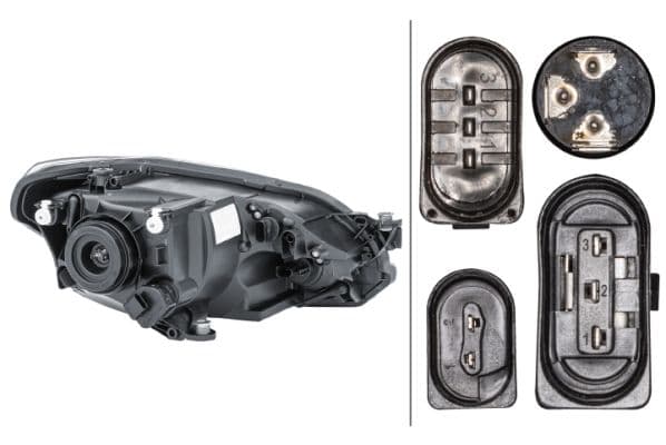 Koplamp Links (H4/PY21W/W21, elektrisch, met motor, kleur invoegen: zwart) past: VW UP 07.16-