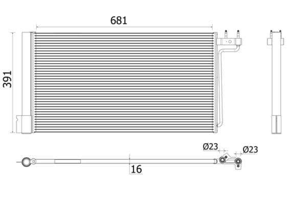A/C condensator (met droger) past: FORD C-MAX II, FOCUS III, GRAND C-MAX 1.6-Electric 07.10-02.20