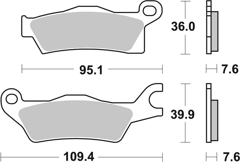 Brake pads Achter/Voor, beoogd gebruik: offroad, materiaal: sinter-SD, 36/39,9x95,1x7,55mm past: CAN-AM OUTLANDER. 450/800 2009-2016
