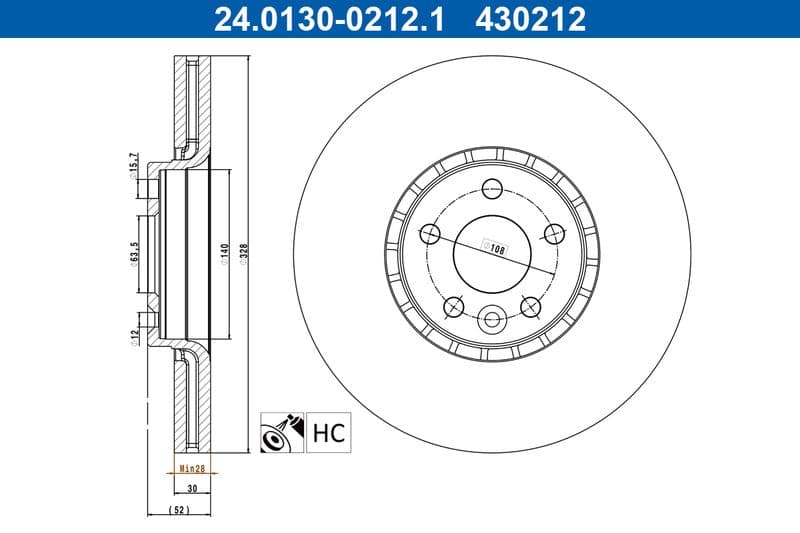 Brake disc Voor Links/Rechts past: VOLVO XC60 I 2.0-3.2 05.08-12.17