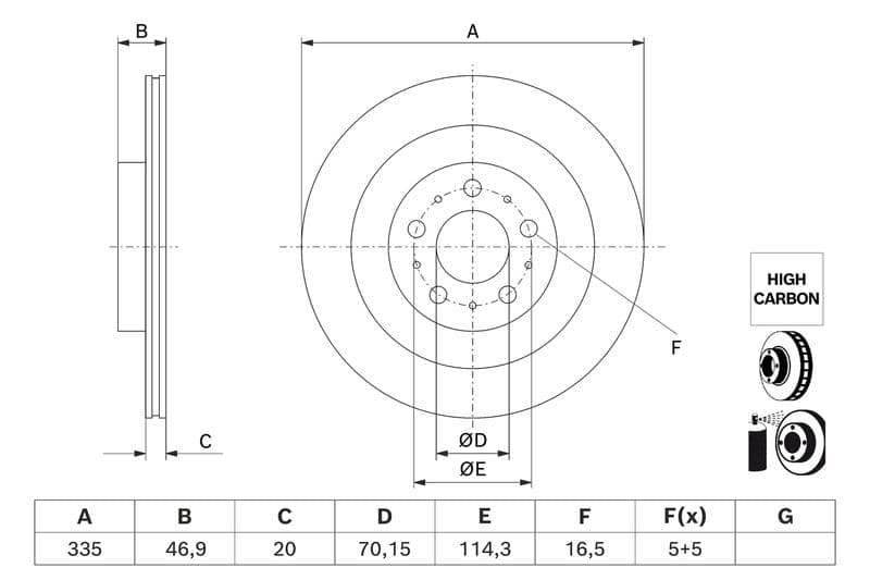 Brake disc Achter Links/Rechts past: TESLA MODEL Y Electric 03.19-