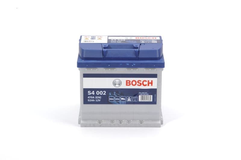 Batterij BOSCH 12V 52Ah/470A S4 (R+ standaard terminal) 207x175x190 B00 - geen montageflens (beginnen)