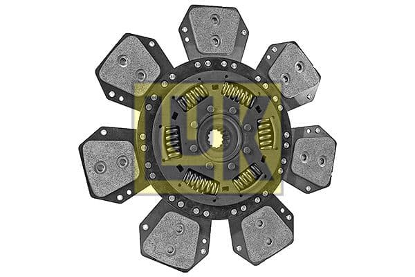 Koppelingsplaat/plaat keramiek (321mm  aantal peddels: 7) past: JOHN DEERE 1640, 2040, 2040F, 2040S, 2140, 2140DT, 2250, 2250F, 2350 2WD, 2350 4WD, 2355, 2355N, 2450, 2450F, 2555, 2650