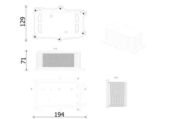 Olie radiator (95x71x164mm) past: MERCEDES ACTROS MP4 / MP5, ANTOS, AROCS, ATEGO 3, CITARO 2, ECONIC 2, INTEGRO (O 550), INTOURO, UNIMOG  SETRA 400, 500 M936.991-OM936.980 07.11-