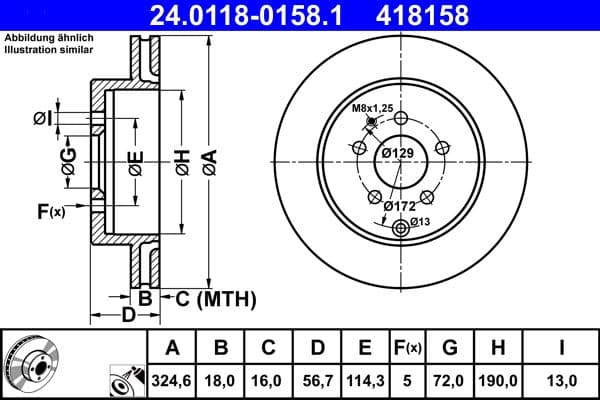 Brake disc Achter Links/Rechts past: MAZDA CX-7, CX-9 2.2D/3.5/3.7 09.06-