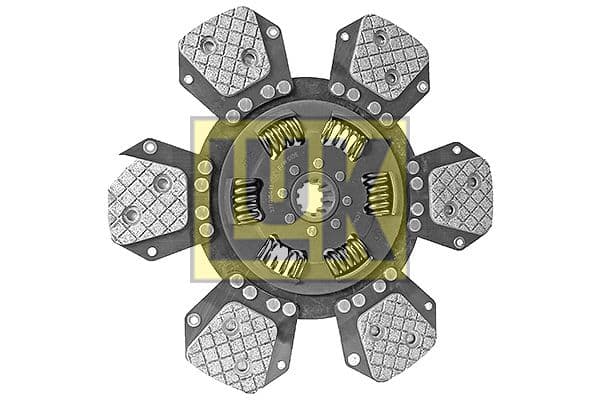 Koppelingsplaat/plaat keramiek (310mm  aantal peddels: 6) past: CASE IH 248, 258, 268, 268 B, 278, 278 L, 284 L, 288, 288 L, 2400 A, 385, 395, 3210, 3220, 3230, 3400 A, 3434 A, 3434 B, 454, 464