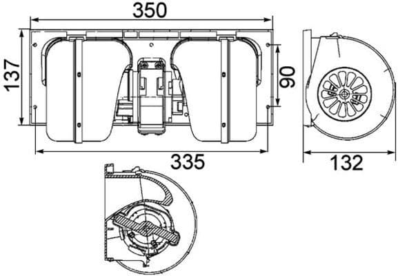 Luchtblazer 24V past: DAF 65, 65 CF, 75, 75 CF, 85, 85 CF, 95, 95 XF, CF 85, XF 105, XF 106, XF 95 09.87-