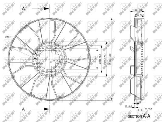 Radiator plezier (diameter 705mm, aantal bladen 9) past: IVECO EUROSTAR, EUROTECH MH, EUROTECH MP, EUROTECH MT, EUROTRAKKER, STRALIS I, STRALIS II, TRAKKER I 8210.42K(TCA)-F3HFE611D 01.92-
