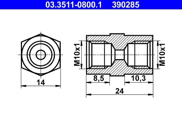 Remslang element (lengte: 8,5/24mm, M10x1)