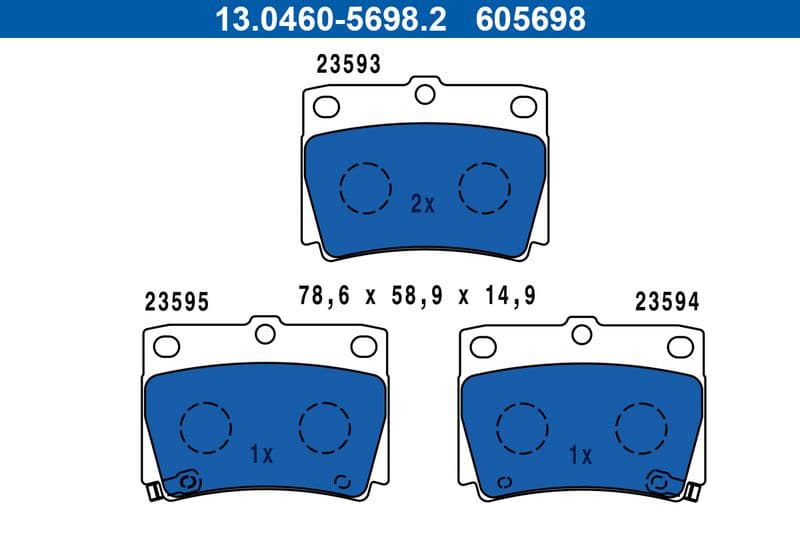 Remblokken set Achter , past: MITSUBISHI PAJERO SPORT I, PAJERO SPORT II, PAJERO SPORT III 2.4D-3.0 09.96-