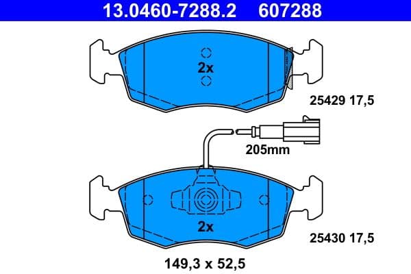 Remblokken set Voor , past: FIAT 500, 500 C, GRANDE PUNTO, PANDA, PUNTO, PUNTO EVO 0.9-1.4LPG 10.05-