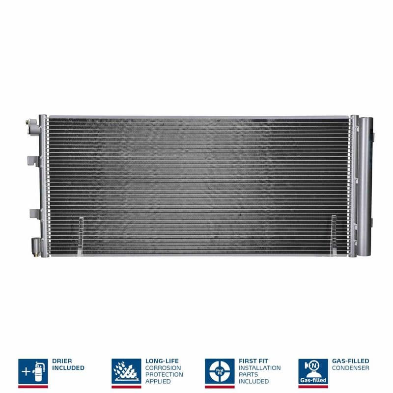 A/C condensator (met droger, (EN) additional fitting elements) past: NISSAN INTERSTAR, NV400  OPEL MOVANO B  RENAULT MASTER III 2.3D/Electric 02.10-