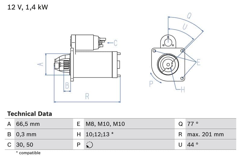 Starter (12V, 1,4kW, gereviseerd) past: MERCEDES CITAN MIXTO (DOUBLE CABIN), CITAN (MPV), CITAN/MINIVAN (W415)  DACIA DOKKER, DUSTER, LODGY, LOGAN, LOGAN EXPRESS, LOGAN II, LOGAN MCV 1.5D 06.01-