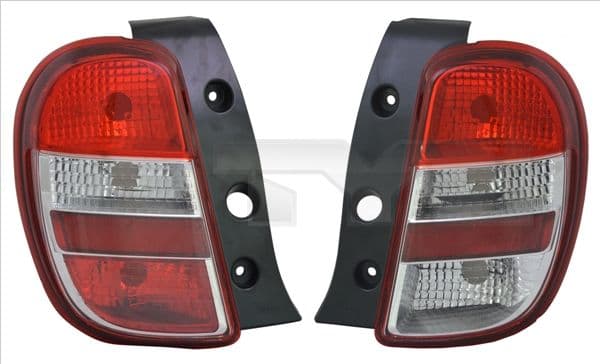 Achterlicht Rechts (kleur indicator wit, kleur van het glas red) past: NISSAN MICRA IV K13 Hatchback 05.10-09.13