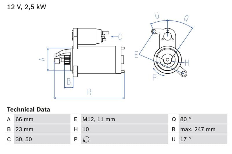 Starter (12V, 2,5kW, gereviseerd) past: AUDI A4 ALLROAD B8, A4 B8, A5, A6 ALLROAD C7, A6 C7, A7, A8 D4, Q5  PORSCHE MACAN 2.0H-6.3 11.08-09.18