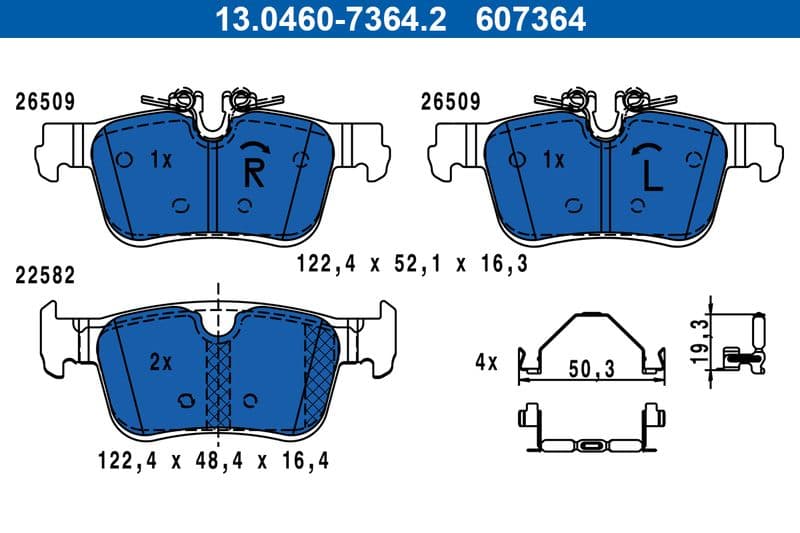 Remblokken set Achter (met extra's), past: VOLVO S60 III, S90 II, V60 II, V90 II, XC60 II 2.0-2.0H 03.16-