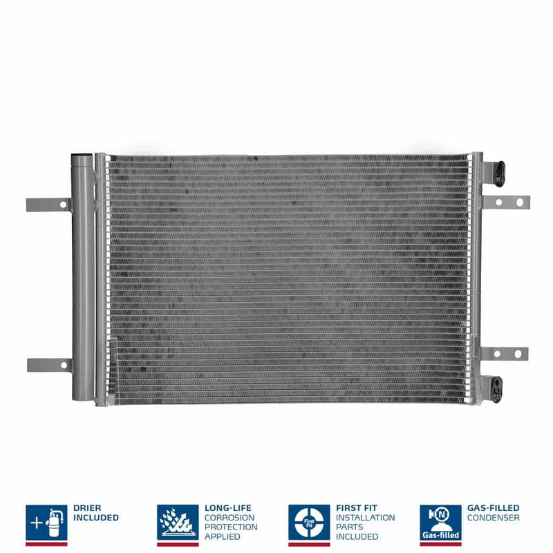 A/C condensator (met droger, (EN) additional fitting elements) past: DS DS 4 II, DS 7  CITROEN BERLINGO, C4 GRAND PICASSO II, C4 PICASSO II, C4 SPACETOURER, GRAND C4 SPACETOURER 1.2-Electric 02.13-