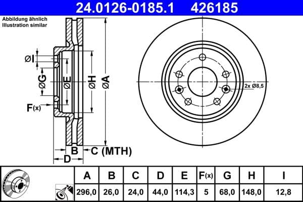 Brake disc Voor Links/Rechts past: NISSAN LEAF, QASHQAI II, X-TRAIL, X-TRAIL III  RENAULT KADJAR, KOLEOS II 1.2-Electric 11.10-