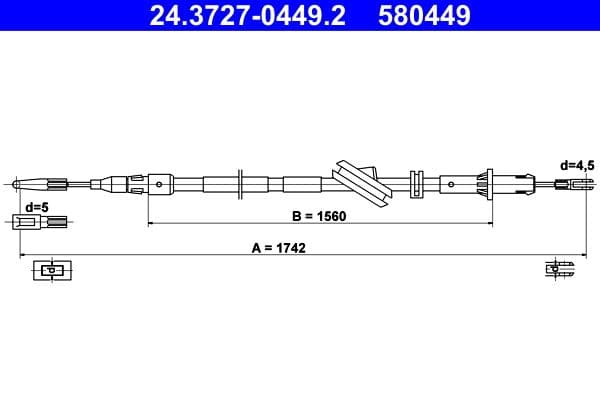Handremkabel Achter Links (1742mm) past: MERCEDES CLS (C219), E T-MODEL (S211), E (VF211), E (W211) 1.8-6.3 03.02-12.10