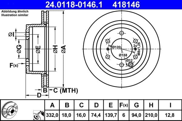 Brake disc Achter Links/Rechts past: MITSUBISHI PAJERO CLASSIC, PAJERO IV 3.0-3.8 09.06-