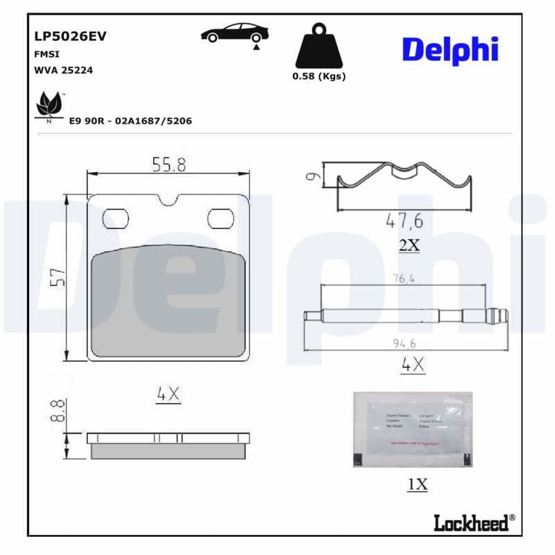 Remblokken set Achter ((EN) for electric vehicles  met een dempingskussen  met extra's), past: TESLA MODEL S, MODEL X Electric 09.12-