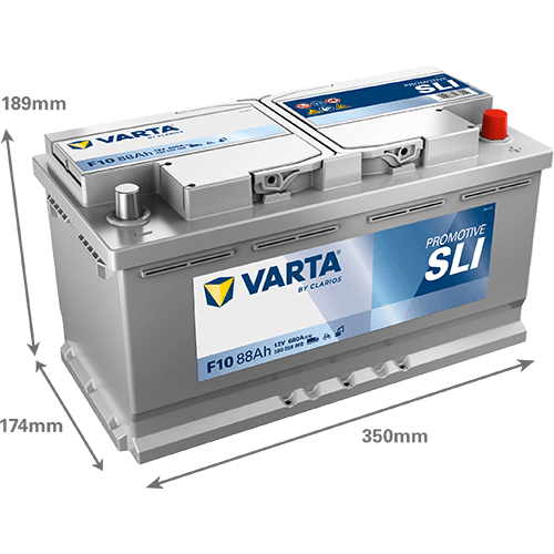 Batterij 12V 88Ah/680A (R+) 353x174x190 B13 - montageflens 10,5 mm (Beginnen)