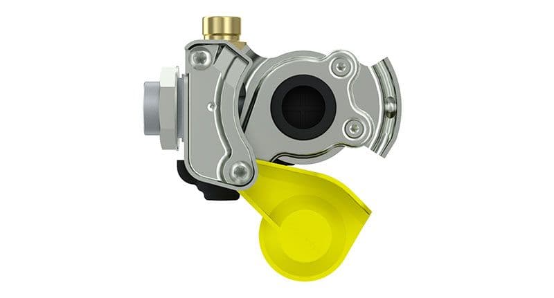 Pneumatische koppeling (door handle, draadmaat M24x1,5mm, kleur geel, toepassing aanhangwagen)