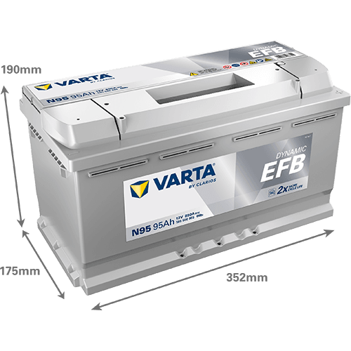 Batterij VARTA 12V 95Ah/850A (EN) Dynamic EFB  (EN) START&STOP EFB (R+) 353x175x190 B13 - montageflens 10,5 mm (efb)