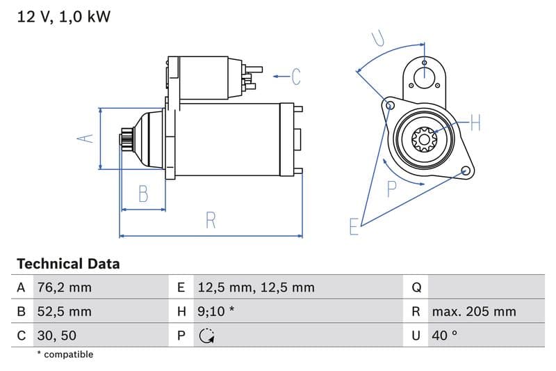 Starter (12V, 1kW, gereviseerd) past: AUDI A1, A3  SEAT ALHAMBRA, ALTEA, ALTEA XL, CORDOBA, CORDOBA VARIO, IBIZA II, IBIZA III, IBIZA IV, IBIZA IV SC, IBIZA IV ST, LEON, TOLEDO II 1.2-2.0LPG 02.88-