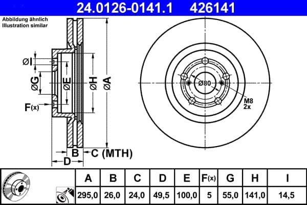 Brake disc Voor Links/Rechts past: TOYOTA AVENSIS 1.8-2.4 01.03-11.08