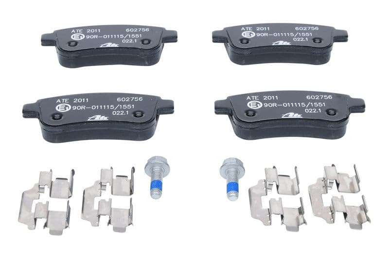 Remblokken set Achter (met extra's  met remklauw geleidingsbouten), past: RENAULT ARKANA I, CLIO V, FLUENCE, GRAND SCENIC III, MEGANE, MEGANE III, MEGANE IV, SCENIC III, ZOE 1.0-Electric 11.08-