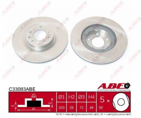 Brake disc voor Links/Rechts (320mmx28mm) past: FORD USA EDGE  LINCOLN MKX  MAZDA CX-7, CX-9 08.06-