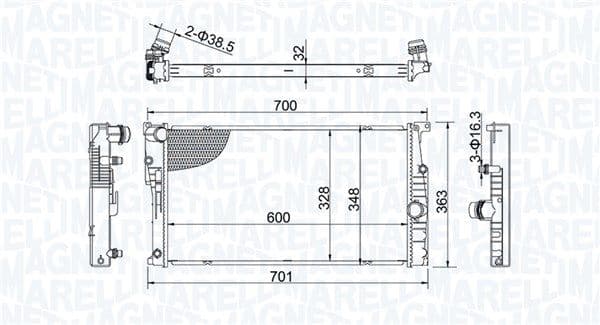 Motorradiator past: BMW 3 (E90), 3 (E91), 3 (E92), 3 (E93), 3 (F30, F80), 3 (F31), 3 GRAN TURISMO (F34), 4 (F32, F82), 4 (F33, F83), 4 GRAN COUPE (F36) 2.0D/3.0D 12.04-