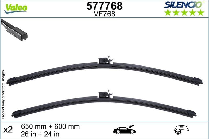 Wisserblad voegloos Voor met spoiler (2pcs) Silencio 650/600mm past: MERCEDES SPRINTER 3,5-T (B907), SPRINTER 3,5-T (B907, B910), SPRINTER 3-T (B907), SPRINTER 3-T (B910) 02.18-