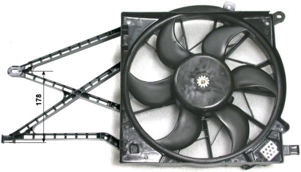 Radiatorventilator (met huisvesting) past: OPEL ASTRA G, ASTRA G CLASSIC, ASTRA H, ZAFIRA A, ZAFIRA B 1.4-2.2D 02.98-04.15